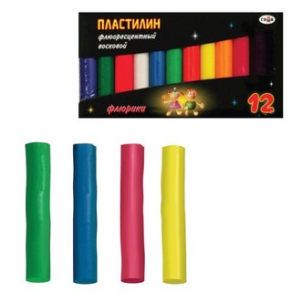 Пластилин 12цв. восковой флюоресцентный Фл...
