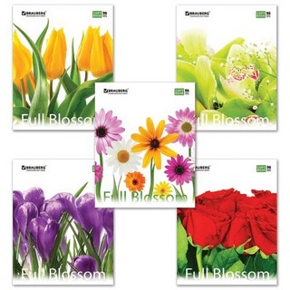 Тетрадь 96л клетка Цветы Brauberg