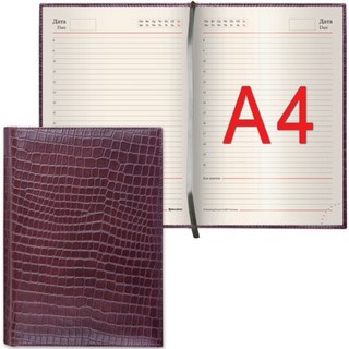 Ежедневник А4 Brauberg Alligator крок. кож...