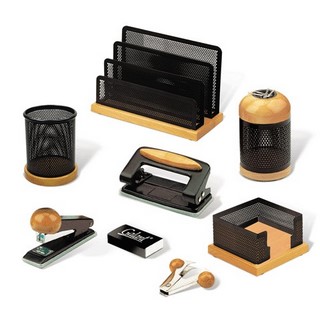 Настольный набор  8пр. свет. дер/черн. мет...