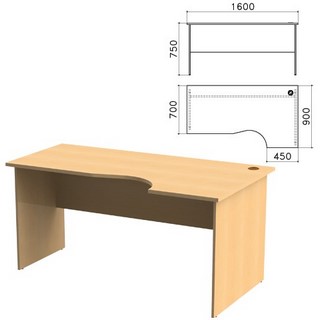 Стол письменный эргономичный Монолит (ш160...