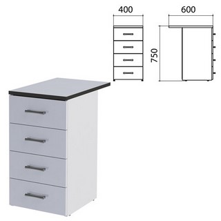 Тумба Монолит, 400х600х750мм, цвет серый (...