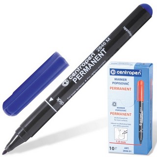 Маркер перманентный Centropen 1мм синий ар...