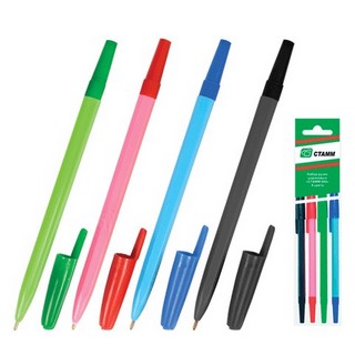 Набор ручек шариковых 4 цвета  СТАММ  арт....