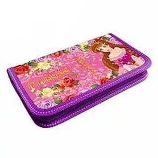 Пенал 1 отд. Принцесса в цветах блест.