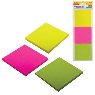 Блок с липкими листами 76х76мм Brauberg не...
