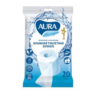Бумага туалетная влажная 20шт AURA